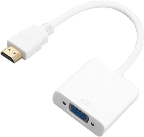 EWANTO Adattatore convertitore video HDMI a VGA da 25 cm Full HD 1080P VGA HDMI maschio a femmina per HDTV PC Laptop DVD Bianco