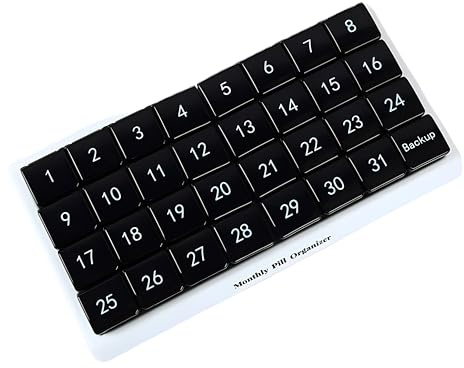 Lancoon Pillendose Tablettenbox Tragbarer Pillen-Organisator Lagerung Staubdicht 31 Tag Ein Monat Abnehmbare Pillenboxen, Leicht zu Reinigen, Große Fächer für Vitamine Medikamente Ergänzungen