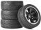RC Auto Reifen und Räder Set,KINGCOO 4Stück 65mm Gummireifen und Kunststoff Räder 6 Speichen Felgen 12mm Hex für 1/10 RC On-Road Touring Racing Auto für HSP HPI Kyosho Tamiya (Schwarz/Silber)