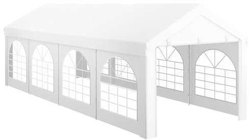 Outsunny Tente de Reception, tonnelle, Barnum 8 x 3 m avec 8 Grandes fenêtres 2 Portes 24m² parois latérales Amovibles pour fête, Mariage, évenement