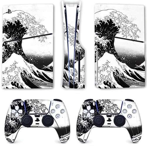 BelugaDesign Space Astronaut Skin PS5 | Galaxy Moon Spaceship Anime Cartoon | Vinyl Cover Wrap Aufkleber Komplettes Set Konsole Controller | Kompatibel mit Sony PlayStation 5 (PS5 Slim Disc, Schwarz