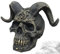 Skull Figurine Resin Black - Demon Skeleton Sculpture Statue - Halloween Decoration Gothic Skull Head Ornament - Home Office Desktop Accessories Decor 14cm - Birthday Mysterious Creative Present