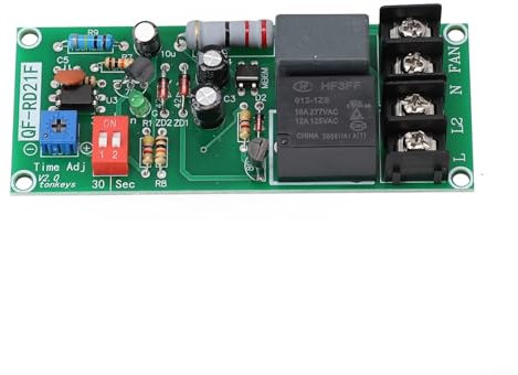 HEBEOT Adjustable Timer Delay Fan Off Relay Module Power Off Delay Standby Power Consumption For Fan Overrun