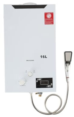 Lfhelper 16L Gas Water Heater - Instant Hot Water, 16L/Min LPG Hot Tankless Boiler with LED Display, Portable Design - Ideal for Home, Caravan, Outdoor Use
