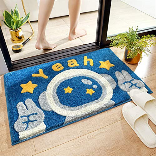 Tapis de Salle de Bain, de Douche, 50,8 x 81,3 cm, Extra Lavable, Absorbant l'eau, Petit Tapis pour Baignoire intérieure, Douche et Salle de Bain, Spaceman 50 × 80 cm