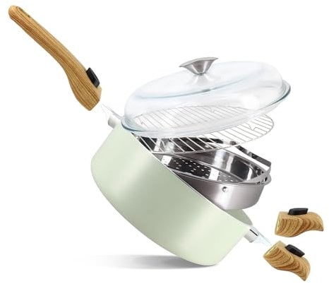 MENASTYL - Set culinaire multi-usages amovible Céladon 28cm en aluminium - Ustensile tout-en-un compatible tous feux et lave-vaisselle - Revêtement en céramique - 6020894