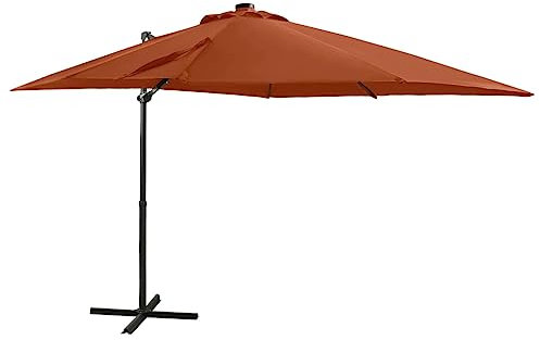 NQJIBUE Lawn & Garden Ampelschirm mit Stange und LED-Lichtern Terracotta 250 cm Outdoor Living