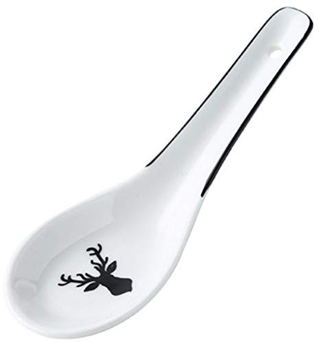 HPTHLY Juego de cucharas soperas de Porcelana China de 10 cucharadas Cuchara sopera pequeña para Uso doméstico o Comercial Cuchara para Servir Creativa de Porcelana de Estilo ja,