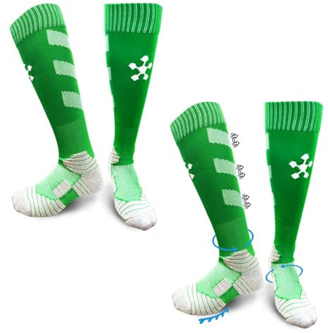 FIBOGOUP 2 Paar Fußballsocken Kinder Herren Stutzen - Fußball Stutzen EU 32-38 - Anti-Rutsch Trainingssocke Stutzenstrumpf - Sportsocken für Fußball, Laufen, Training