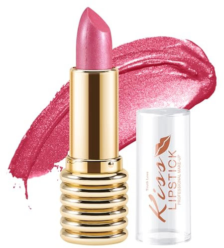 Boobeen Glitzer Lippenstift für Frauen Metallic Lip Stick Sparkling Shine Lip Makeup, Bold Smooth Lip Color High Pigment Langlebig, Creamy Lipstick Full Coverage