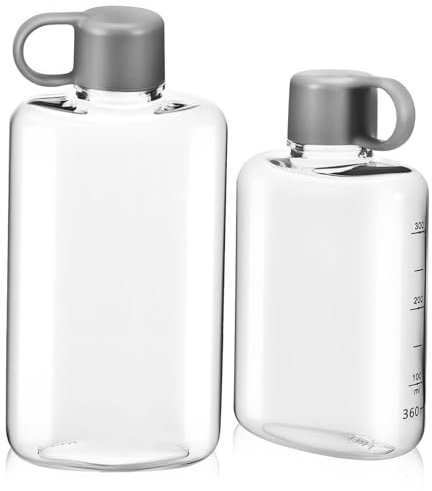 HONMEET 2stücke Tritan Flache Wasserflasche Leicht Tragbar Mit Ringdeckel Für Camping Sport Aktivitäten