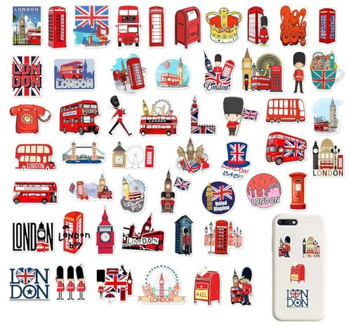 London Travel Stickers - 4-7cm Waterproof Red Bus Stickers | Aesthetic Trendy Stickers Waterproof Stickers for Water Bottles, Laptop, Computer, Skateboard, Car