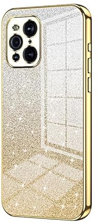 Coque arrière pour smartphone Compatible avec la coque OPPO Find X3/Find X3 Pro, coque de protection hybride par galvanoplastie à paillettes transparentes, fine, transparente, anti-rayures, absorption