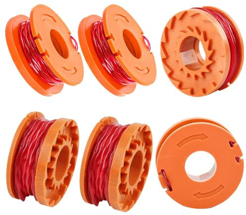 6 Stück Rasentrimmer Faden für Worx Modell WA0004.1 WA0010, Spule Rasentrimmer Ersatz Kompatibel mit 20V WG180 WG163 WG163E