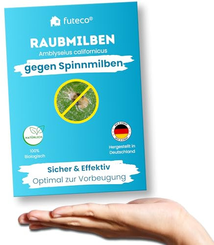 Futeco® – Raubmilben gegen Spinnmilben bei Gemüse-, Zier- & Nutzpflanzen - 5 Tüten für 5-10 Pflanzen - zur biologischen Bekämpfung von Spinnmilben - 100% Chemiefrei - Amblyseius Californicus