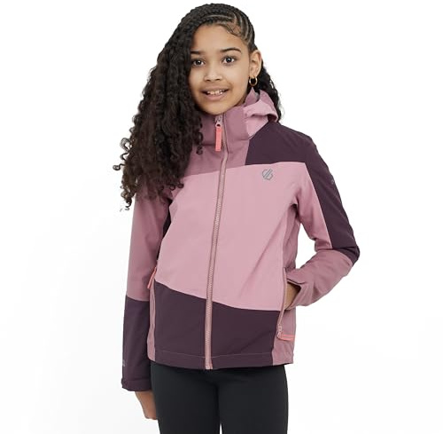 Dare 2b Explore II Mädchen Jacke mit durchgehendem Reißverschluss, wasserdicht, Deep Plum Mauve, 9-10 Years
