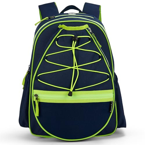 Choco Mocha Tennisrucksack Kinder Tennistasche für Mädchen Sportschlägertasche Teenager Rucksack 16 Zoll, Schwarz