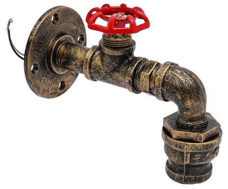 KOLHGNSE 2 Stück Retro Wandlampe Metall Wasserhahn Wandleuchte Industrielampe Rohr Licht Lampenfassung E27 220V für Schlafzimmer, Wohnzimmer, Esszimmer