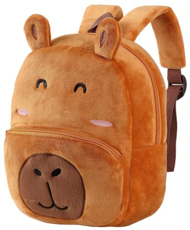 HAHASHOW 3D Tier Rucksack Kindergarten Plüsch Mini Kindergarten Rucksack für jungen mädchen – Leichter Schulranzen für Kindergarten, Reisen & Outdoor, Capybara