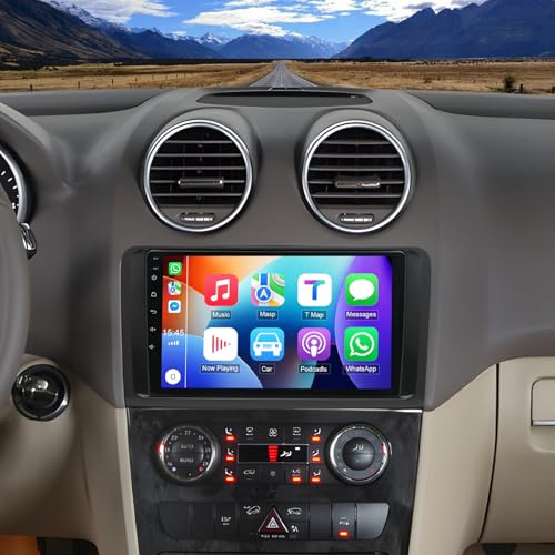 4+64G Android 14 Autoradio Navi Kompatibel für Mercedes-Benz ML GL 2005-2011 mit Carplay Android Auto 9 Zoll Touchscreen Auto Player Radio GPS Navigations Head Unit mit Bluetooth WiFi FM RDS SWC