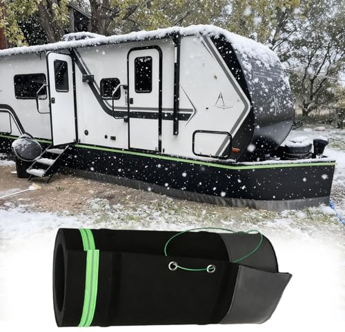 Wohnmobil-Sockelleiste Winter-Wohnwagen-Schürze, Winter-Wohnwagen-Schürze aus Polyester mit Edelstahlgewebe Am Boden, 80 cm Hohe Windschutzleisten(17m/55.8ft)