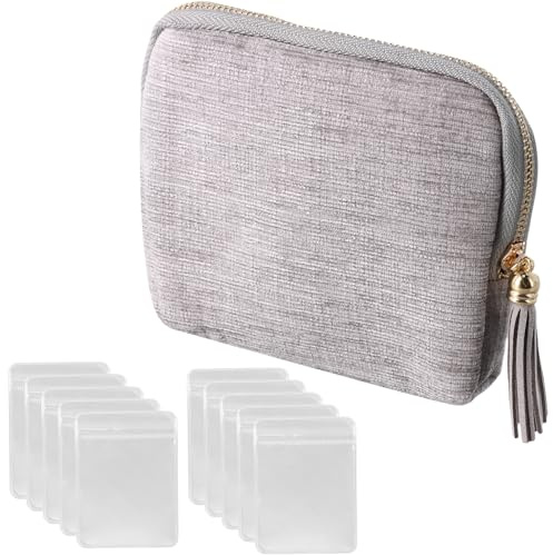 Petite Boite a Bijoux de Voyage Femme, Porte Monnaie, Pochette à Fermeture éclair, 7 Poches, Organisateur de Sac De Rangement Pour Collier Bague Bracelet, Étui Pour Boucles d'oreilles Montres