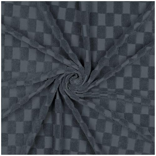 Jacquard-Frottee Karomuster ab 0,5m x 155cm unifarben Baumwolle Frotteestoff 3 Farben