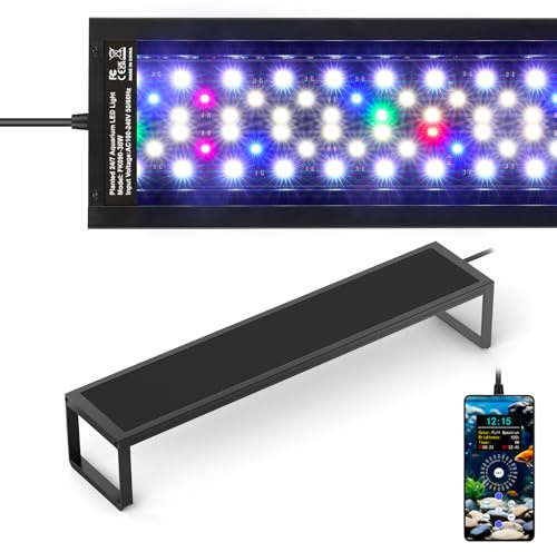 fishkeeper 6-Rows WRGB Aquarium Beleuchtung, Aquarium Lampe LCD-Steuerung | 24/7 Aquarium Licht, Programmierbar DIY Modu mit Timer (1-Min) & 1%-Dimmung & 9 Farben & 1-Tasten-Sync & Speicherfunktion