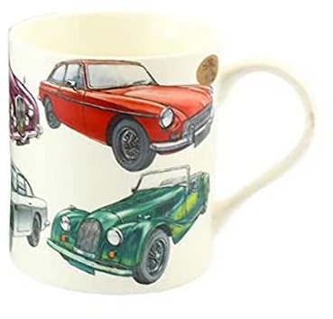 The Leonardo Collection Fine China Mug | Classic Car | 1 Piece - 13x9x10 cm, White