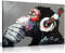 Panther Print Kunstdruck auf Leinwand, Motiv Cooler AFFE mit DJ, 76 x 50 cm