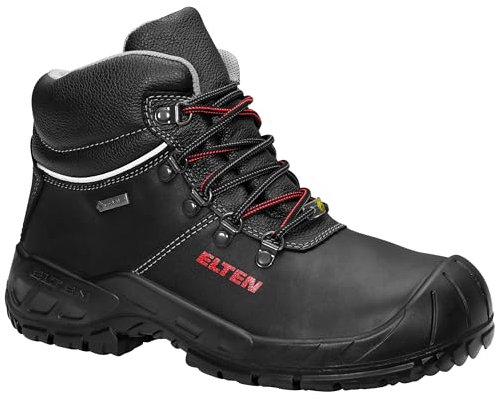 ELTEN Sicherheitsschuhe Renzo GTX Mid ESD S3 CI, Damen und Herren, Leder, Stahlkappe, leicht, robust Schwarz49