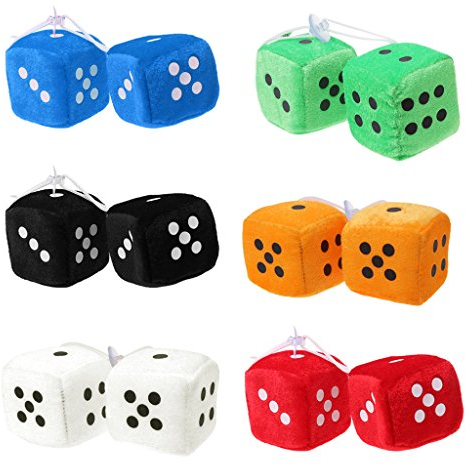 Mentin Würfel zum Aufhängen am Spiegel, Retro-Design, quadratisch, aus Plüsch, mit Punkten, für Auto, Dekoration, Geschenk, 2 Stück, Schwarz