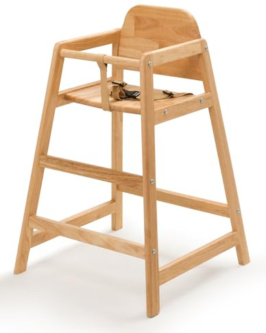 Safetots Simply Stackable Wooden High Chair, Natural, Highchair for Baby and Toddler, Stylish and Practical, Baby Highchair for Your Home or Space Saving High Chair for Restaurant