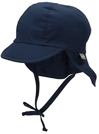 Sterntaler Unisex Kinder Schirmmütze mit Nackenschutz mit Bindebänder und Ohrenklappen Mütze, Marine, 39