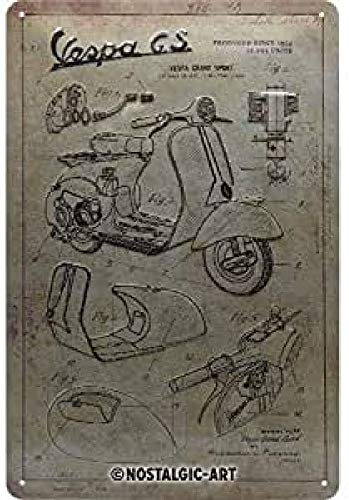 Nostalgic-Art Targa Vintage Vespa – Parts Sketches – Idea regalo per amanti degli scooter, in metallo, Design retro per decorazione, 20 x 30 cm