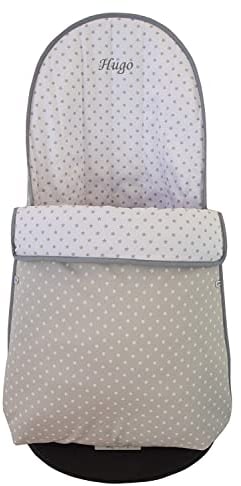 Bezug/Schutzhülle+Sack Für Babywippe/Hängematte MIT NAME BESTICKT kompatibel mit Babybjörn Balance und Soft- Ersetzt die Original Polster- Sterne- Grau- Höhe des Deckels verstellbar- Nenel