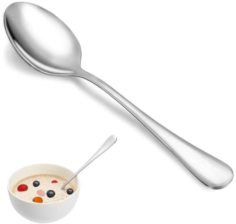 Dinner Spoon Set,16 Pcs 7.3 Tablespoons,Premium Food Grade 18/10 Stainless Steel Spoons,Durable Metal Spoons,Tablespoon,Silverware Spoons Only,Mirror Finish & Dishwasher Safe,Use for Home,Restaurant
