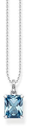 Thomas Sabo Damen Halskette blauer Stein 925 Sterlingsilber, 40-45 cm Länge