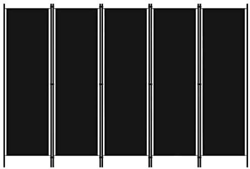 vidaXL Raumteiler Klappbar Freistehend Trennwand Paravent Umkleide Sichtschutz Spanische Wand Raumtrenner 5-TLG. Schwarz 250x180cm Eisen Stoff
