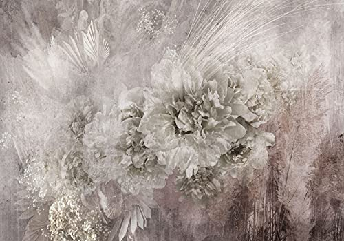 decomonkey Fototapete Blumen 350x256 cm Design Tapete Fototapeten Tapeten Wandtapete moderne Wand Schlafzimmer Wohnzimmer Pfingstrosen Pflanzen Abstrakt