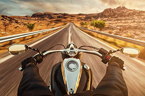 Papier Peint Photo INTISSÉ-MOTO-500x280 cm-(1075AE)-Vintage Cars Voitures Route 66 USA Voiture Harley Davidson Colle Inclus Mural Décor Motif Poster Géant Stickers Muraux Optique Moderne Fond Effet