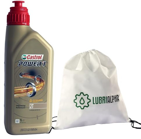 LUBRIALPHA - Olio motore 2 tempi per scooter e decespugliatori | Lubrificante semisintetico | Supera JASO FD e ISOLEGD | Confezione 2x1L | Con Portachiavi Cavatappi