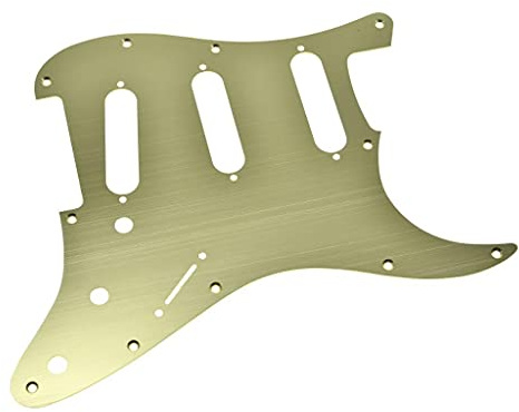 KAISH Plektrumschutz für Gitarren mit 11 Löchern, eloxiert, moderner Stil, ST/Strat SSS, Schlagbrett für USA/Mexiko Stratocaster/Strat Gold
