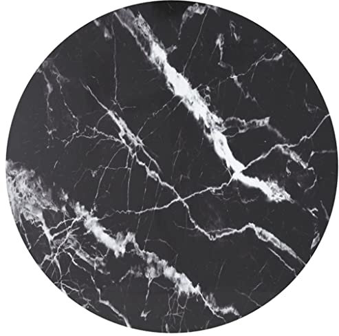 vidaXL Tablero de Mesa Vidrio Templado Diseño Mármol Muebles Mobiliario Repuesto Superficie Comrdor Jardín Patio Terraza Negro Ø80x1 cm