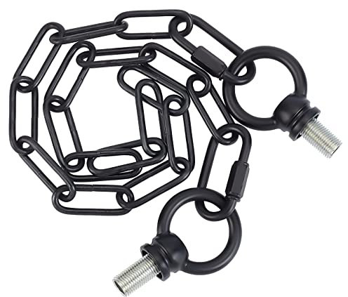 AHANDMAKER 50cm (1.6 Piedi) Kit Catena per Lampadari, Catena Nera Resistente con Ciondoli e Vite con Chiusura A Moschettone A Vite, per Lampada Fluorescente Installazione della Lampada A Sospensione