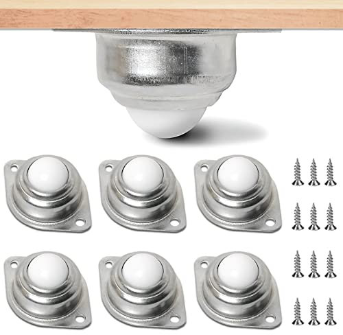 6 Stück Universal-Radkugeln, 2 Löcher, industrielle Kugelrollen, Kugellagerrolle, Lenkrollen mit Nylonkugel und 12 Schrauben, für Zuhause, Sofas, Vitrinen, Regale, Schränke