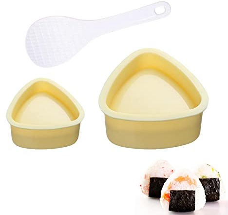 Moule à Sushi Triangulaire, Moule à Boules de Riz Bento Onigiri, Triangle Sushi Mold avec Cuillère, Fabricant d'Onigiri, Mold pour Boule Riz DIY Cuisine Familial, Outils de Cuisine Japonaise, 3 Pièces