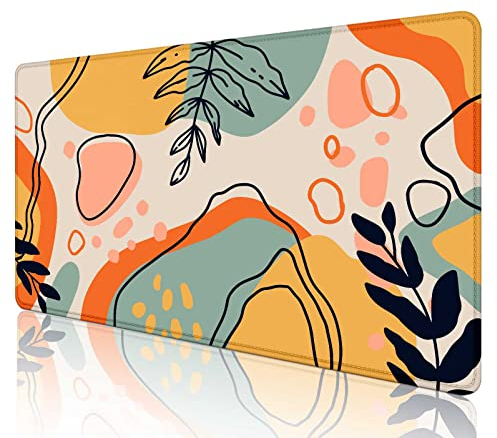 Sxckang Bunte Schreibtischunterlage im Boho-Stil, abstraktes großes Mauspad, niedliche Schreibtischmatte, großes Mauspad, erweitertes Mauspad, XL, extra große Schreibtischunterlage - 80 x 40 cm