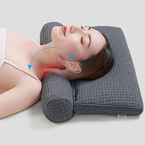 Buckwheat neck pillow,cassia Cylinder Neck Pillow Adjustable Bolster Pillow Cervical Neck Support Neck Pain Relief (Color : 12 kinds of herbal pillow-gray)