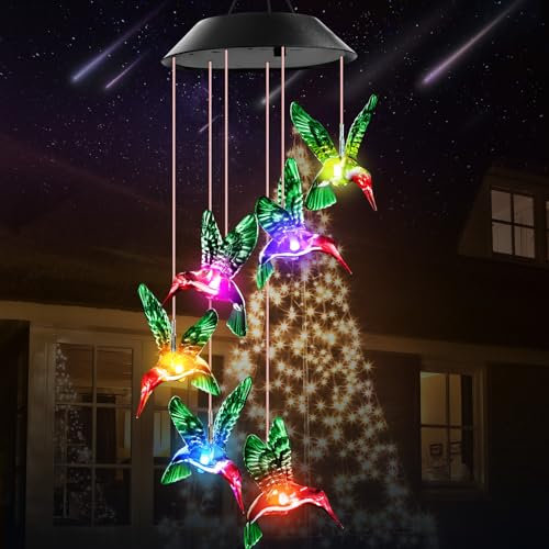 Winzwon Muttertagsgeschenk, Muttertagsgeschenke für Mama Oma, Geburtstagsgeschenke für Frauen, Kolibri Solar Windspiele für Draußen, Geschenk für Mama, Osterdeko für Garten Terrasse Balkon Deko